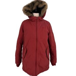 Vans Women's Maroon Zip Up Ski Jacket Fur Lined Hood Size Small